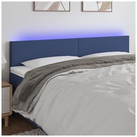 Testiera A Led Blu 180x5x78/88 Cm In Tessuto - Foto 1