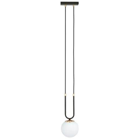 Lampada A Sospensione Glam - Nero, Bianco - Acciaio Verniciato A Polvere, Vetro - 15x115x15 Cm - Foto 1