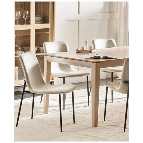 Set Di 4 Sedie Da Pranzo Glendive Tessuto Beige Chiaro - Foto 1
