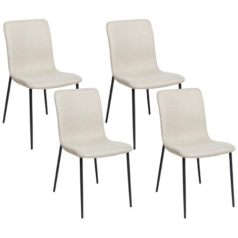 Set Di 4 Sedie Da Pranzo Glendive Tessuto Beige Chiaro - Foto 2