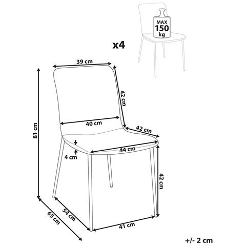 Set Di 4 Sedie Da Pranzo Glendive Tessuto Beige Chiaro - Foto 8