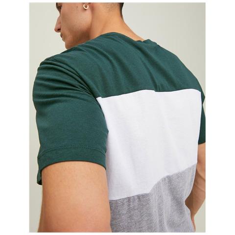 T-Shirt Jjelogo Blocking Tee Ss 12173968-Pinegr Uomo Taglia S Colore Multicolore - Foto 2