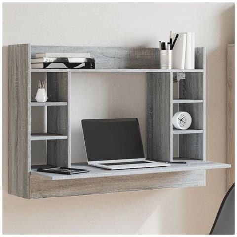Scrivania A Parete Grigio Sonoma 105x48x75cm Legno Multistrato - Foto 1