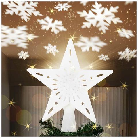 Puntale Proiettore Led Per Albero Di Natale Forma Stella Bianco Gioco Di Luce - Foto 2