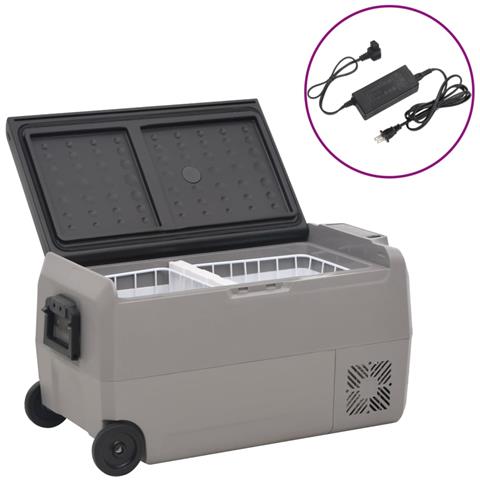 Borsa Frigo con Ruote e Adattatore Nera e Grigia 60 L PP e PE - Foto 1