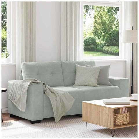 Divano Divanetto Grigio Chiaro 140 cm in Velluto - Foto 1