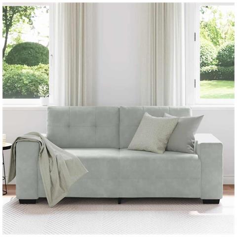 Divano Divanetto Grigio Chiaro 140 cm in Velluto - Foto 8