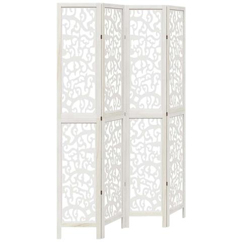 Divisorio Ambienti 4pannelli Bianco Legno Massello Di Paulownia - Foto 2