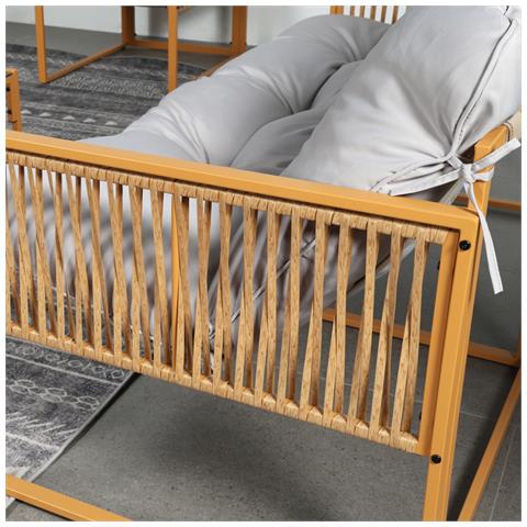 Turini Mobili Da Giardino 8 Posti Effetto Rattan Cuscini Grigio Chiaro - Foto 2