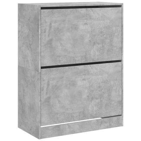 Scarpiera 2 Cassetti Ribaltabili Grigio Cemento 80x42x108 Cm - Foto 1