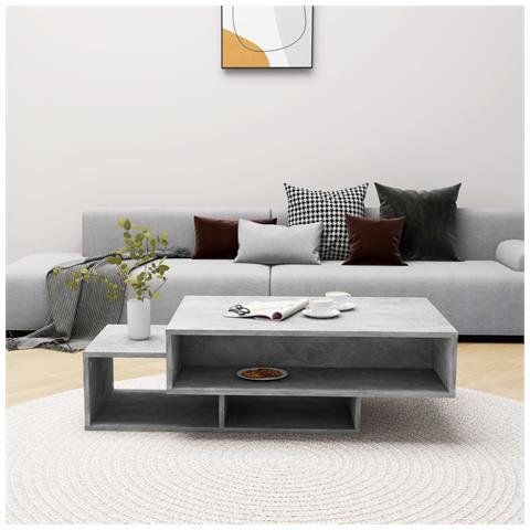 Tavolino Da Salotto Grigio Cemento 105x55x32 Cm In Truciolato - Foto 2