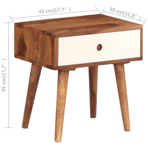Comodino In Legno Massello Di Acacia 45x30x45 Cm - Foto 8