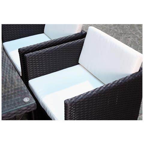 Miami Set Di Mobili Da Giardino A 10 Posti Nero/bianco + Telo Di Protezione - Foto 2