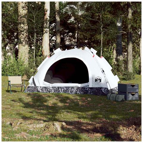 Tenda 4 Persone Bianca in Tessuto Oscurante a Rilascio Rapido - Foto 2