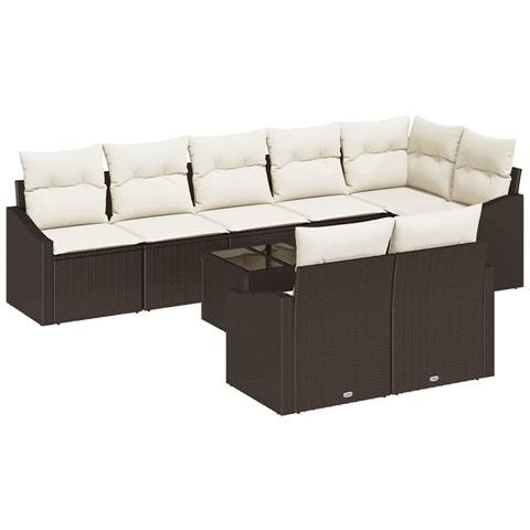 Set da giardino in rattan sintetico con cuscini da 8 pezzi grigio - Foto 1