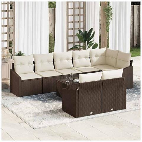 Set da giardino in rattan sintetico con cuscini da 8 pezzi grigio - Foto 2