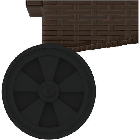 Lettino Prendisole con Ruote e Cuscino in Polyrattan Marrone - Foto 9