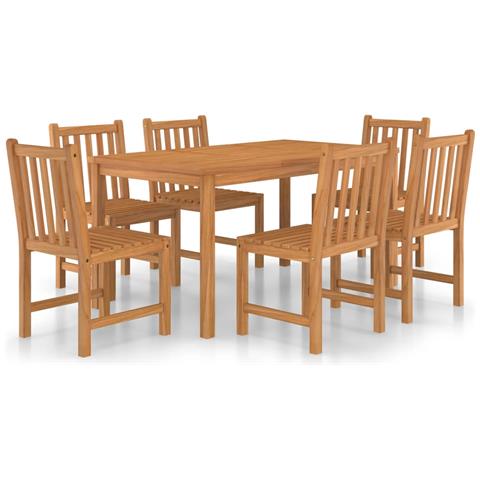 Set da Pranzo per Esterni 7 pz in Legno Massello di Teak - Foto 1