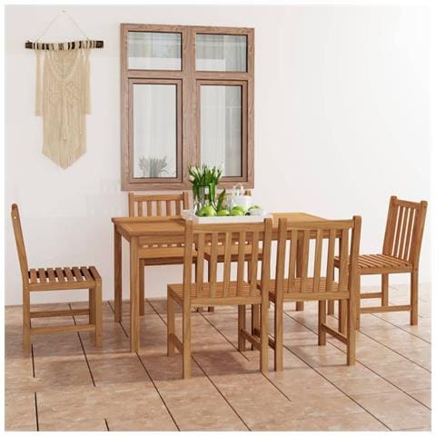 Set da Pranzo per Esterni 7 pz in Legno Massello di Teak - Foto 2