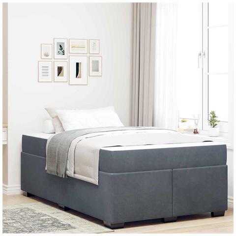 Struttura letto con materasso Grigio scuro 120 x 200 cm Velluto - Foto 2