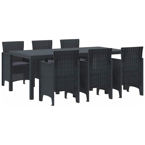 Set da Pranzo per Giardino 7 pcs Antracite Rattan Polt - Foto 1