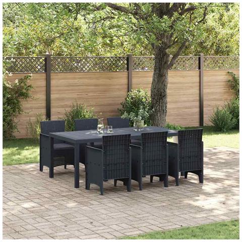 Set da Pranzo per Giardino 7 pcs Antracite Rattan Polt - Foto 2
