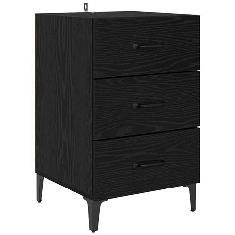 Armadio da Notte Rovere nero 40 x 40 x 66 cm Legno multistrato - Foto 1