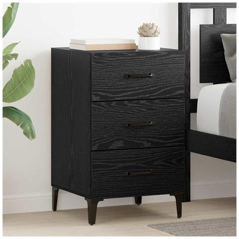 Armadio da Notte Rovere nero 40 x 40 x 66 cm Legno multistrato - Foto 2