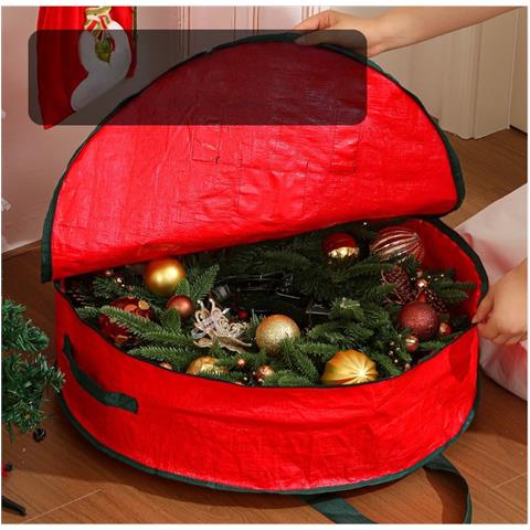 Sacchetto Porta Ghirlanda Natalizia - Organizzatore Festivo Con Ampia Apertura E Doppi Manici M - Foto 6