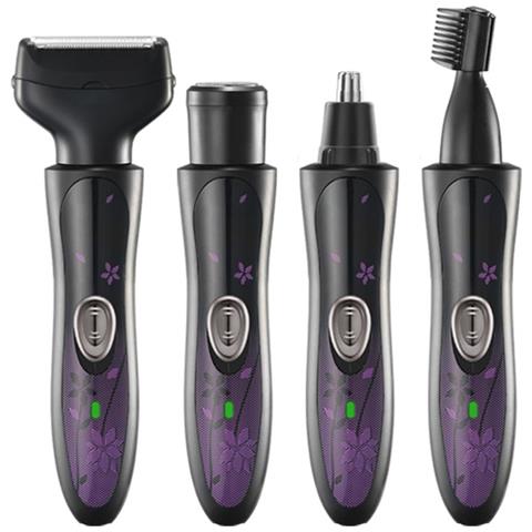 Rasoi Elettrico 4-in-1 Per Donna: Rimozione Ricaricabile Dei Peli, Rifinitore Per Sopracciglia E Naso Black+purple - Foto 1