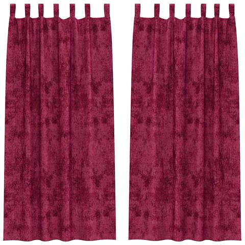 Tenda con tende 2 pcs Rosso vino 245 x 140 cm Velluto - Foto 1