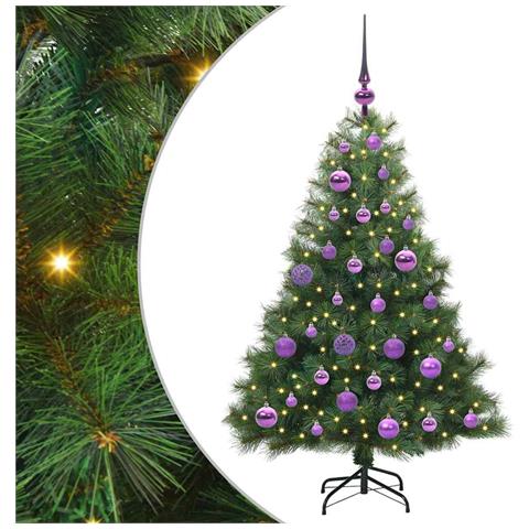 Albero di Natale artificiale con 150 LED Verde 120 cm PE e PVC - Foto 1