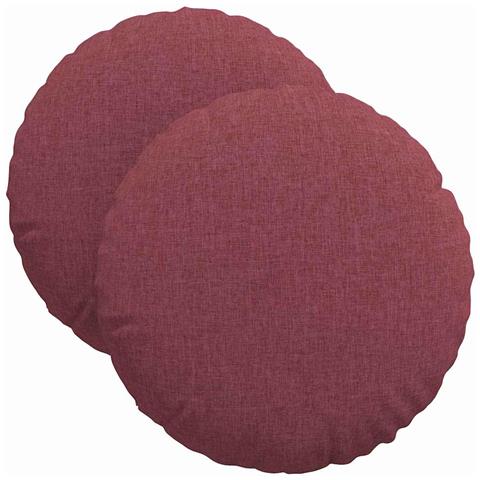 Cuscini per Seduta 2 pcs Rosso Vino Ø40 x 13 cm Tessuto - Foto 1