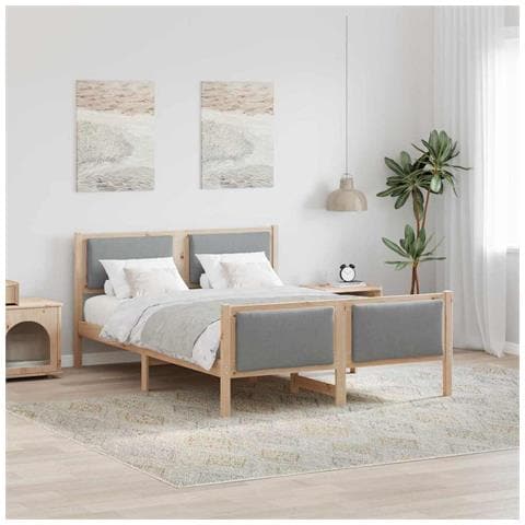 Struttura del letto Grigio chiaro 140 x 190 cm Tessuto - Foto 2