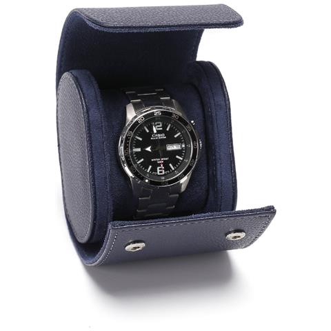 Custodia Portatile E Impermeabile In Pu Con Motivo Litchi Blu Profondo Per Orologi, Compatibile Con Casio - Foto 1