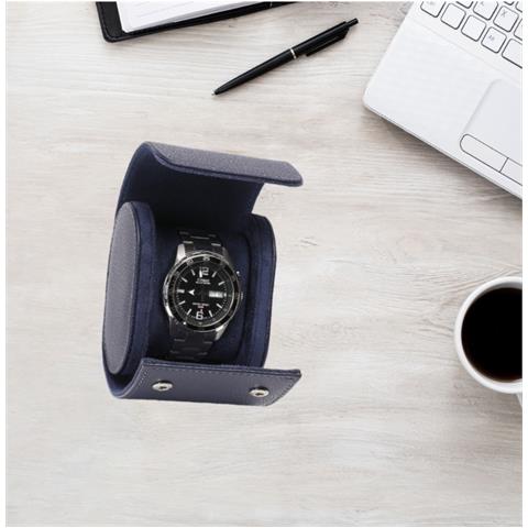 Custodia Portatile E Impermeabile In Pu Con Motivo Litchi Blu Profondo Per Orologi, Compatibile Con Casio - Foto 5