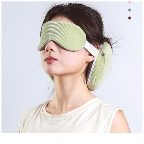 Cuscino Da Viaggio 2-in-1 A Forma Di U Con Maschera Per Gli Occhi Oscurante Per Sonno E Riposo Green - Foto 5