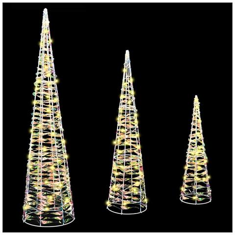 Albero di Natale 3 pcs Bianco caldo 20 x 20 x 80 cm PET - Foto 2