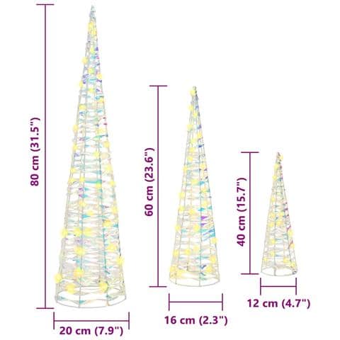 Albero di Natale 3 pcs Bianco caldo 20 x 20 x 80 cm PET - Foto 8