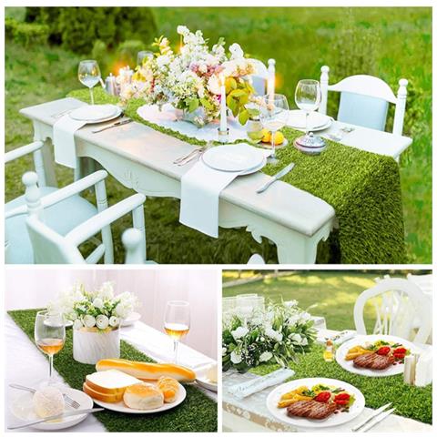 Lussuoso Runner Da Tavola In Erba Artificiale - 30cm X 150cm Decorazione Da Tavola In Finto Tappeto Erboso Verde - Foto 2