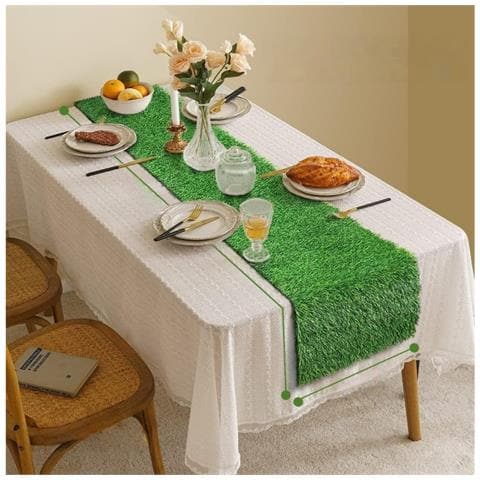 Lussuoso Runner Da Tavola In Erba Artificiale - 30cm X 150cm Decorazione Da Tavola In Finto Tappeto Erboso Verde - Foto 3