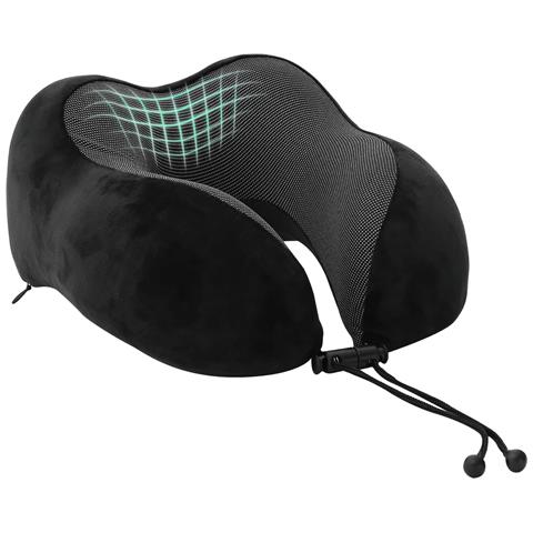 Cuscino da Viaggio per il Collo Regolabile Nero 27 x 26 x 14 cm - Foto 1