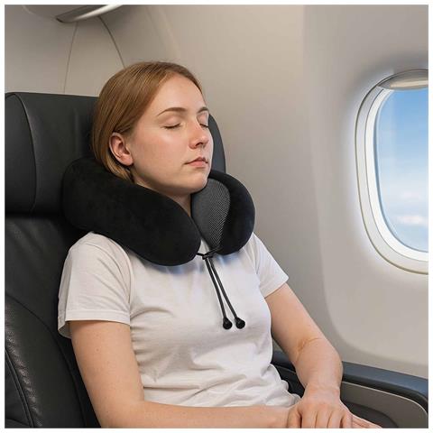 Cuscino da Viaggio per il Collo Regolabile Nero 27 x 26 x 14 cm - Foto 2
