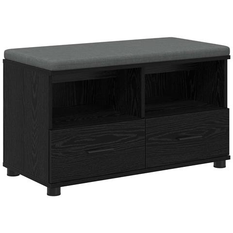 Panca per ingresso con cuscino Rovere Nero 80 x 38 x 46 cm - Foto 1