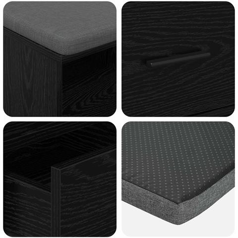 Panca per ingresso con cuscino Rovere Nero 80 x 38 x 46 cm - Foto 9