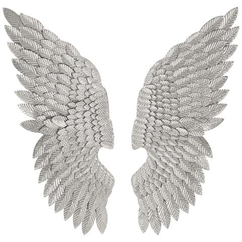 Decorazione In Metallo 3d Ali 1-argento-metallo-37,5x3x100 Cm - Foto 1