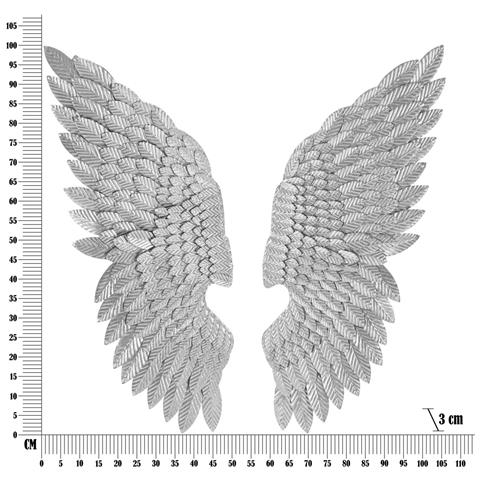 Decorazione In Metallo 3d Ali 1-argento-metallo-37,5x3x100 Cm - Foto 6