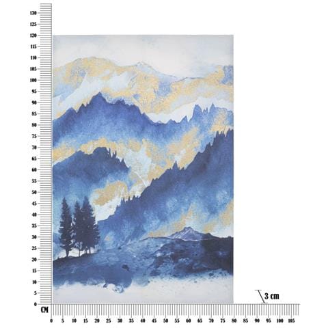 Stampa Dipinta Mountain Tree Paesaggio Montano Blu E Oro Su Tela 80x120 Cm - Foto 6