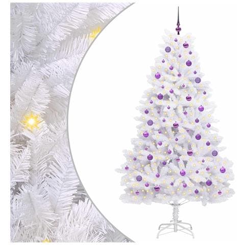 Albero di Natale Artificiale con Rami Pieghevoli Bianco 210 cm - Foto 1