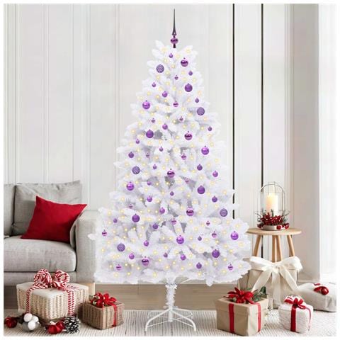 Albero di Natale Artificiale con Rami Pieghevoli Bianco 210 cm - Foto 2